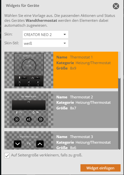 Widget wählen