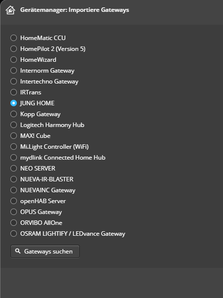 Jung Home Gateway importieren