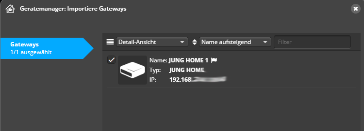 Jung Home Gateway importieren