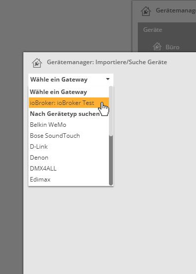 ioBroker Geräte importieren